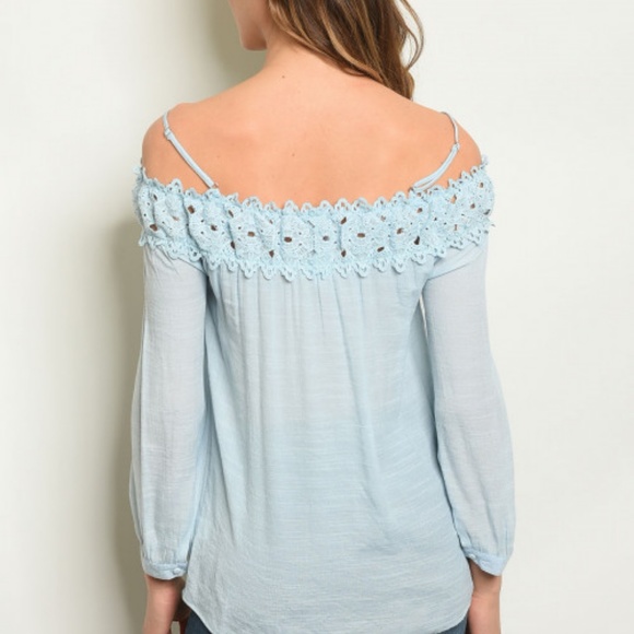 BLUE OFF SHOULDER TOP - Picture 2 of 2